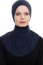 Narin - Hijab Crepe Pratique One-Piece Bleu Marin