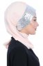 Olga - Hijab Pratique Beige & Argent