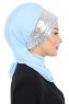 Olga - Hijab Pratique Bleu Clair & Argent