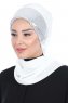Olga - Hijab Pratique Blanc Cassé & Argent