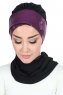 Olga - Hijab Pratique Noir & Fuchsia