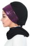 Olga - Hijab Pratique Noir & Fuchsia