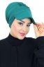 Sandra - Turban En Coton Vert Foncé - Ayse Turban
