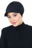 Sandra - Turban En Coton Noir - Ayse Turban