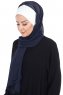 Vera - Hijab Chiffon Pratique Crème & Bleu Marin