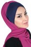 Vera - Hijab Chiffon Pratique Bleu Marin & Fuchsia