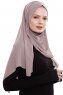 Yara - Hijab Crepe Pratique One-Piece Taupe Foncé