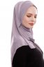 Yara - Hijab Crepe Pratique One-Piece Gris Pierre