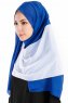 Yelda Silver & Blå Chiffon Hijab Sjal Madame Polo 130040-2
