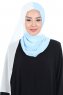 Ylva - Hijab Chiffon Pratique Crème & Bleu Clair