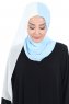 Ylva - Hijab Chiffon Pratique Crème & Bleu Clair