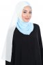 Ylva - Hijab Chiffon Pratique Crème & Bleu Clair