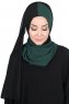 Ylva - Hijab Chiffon Pratique Vert Foncé & Noir
