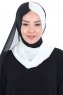 Ylva - Hijab Chiffon Pratique Blanc & Noir