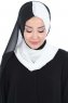 Ylva - Hijab Chiffon Pratique Blanc & Noir