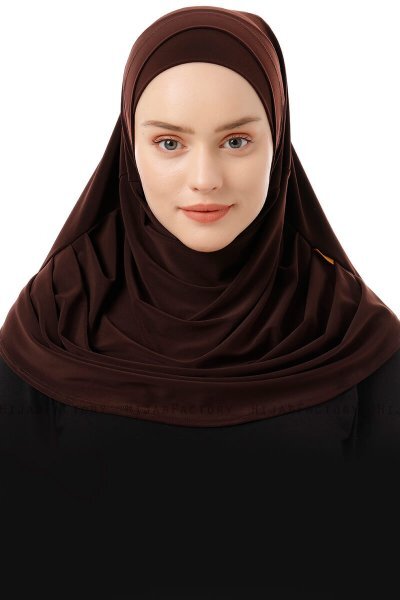 Esma - Hijab Amira Marron Foncé - Firdevs