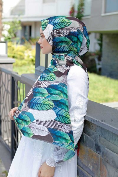 Kader - Hijab à Motifs Vert - Sal Evi