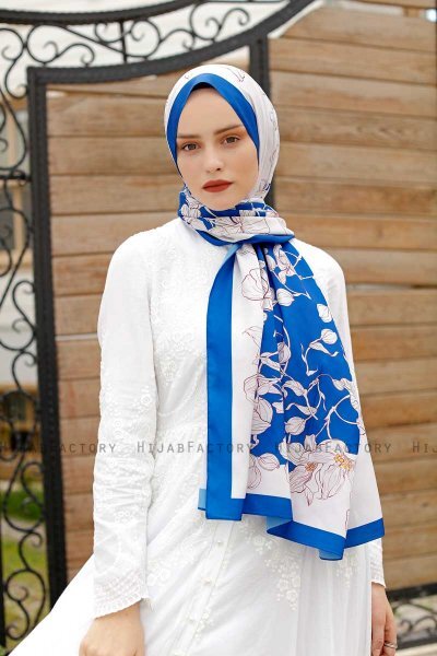 Hijab Twill à Motifs Orchidée - Sal Evi
