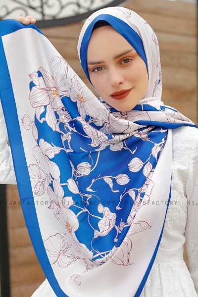 Hijab Twill à Motifs Orchidée - Sal Evi