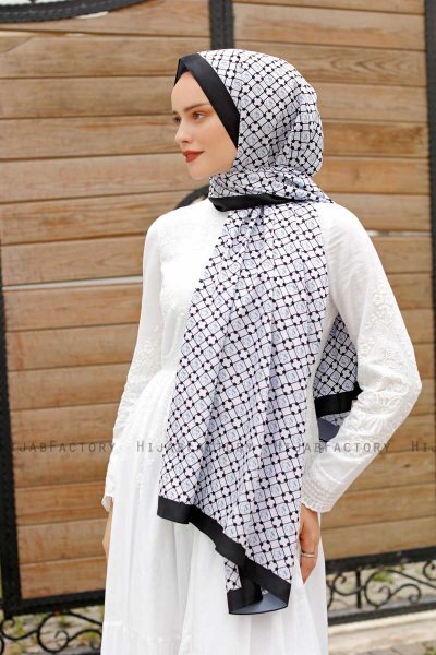 Hijab Twill à Motifs Gris - Sal Evi