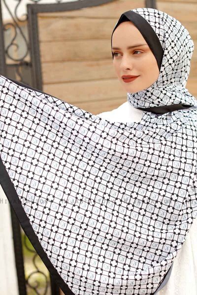 Hijab Twill à Motifs Gris - Sal Evi