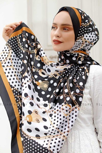 Hijab Twill à Motifs Gold - Sal Evi