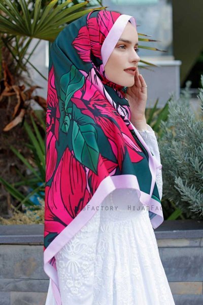 Hijab Twill à Motifs Rubis - Sal Evi