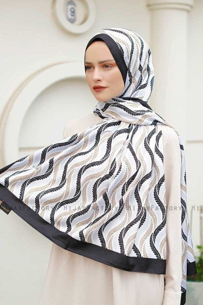 Hijab Twill à Motifs Vagues - Sal Evi