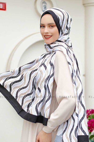 Hijab Twill à Motifs Vagues - Sal Evi