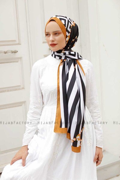 Hijab Twill à Motifs Yellow Pearl - Sal Evi