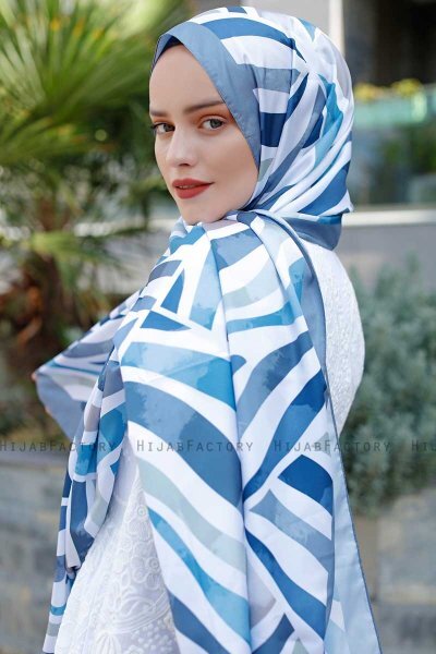 Hijab Twill à Motifs Clouds - Sal Evi