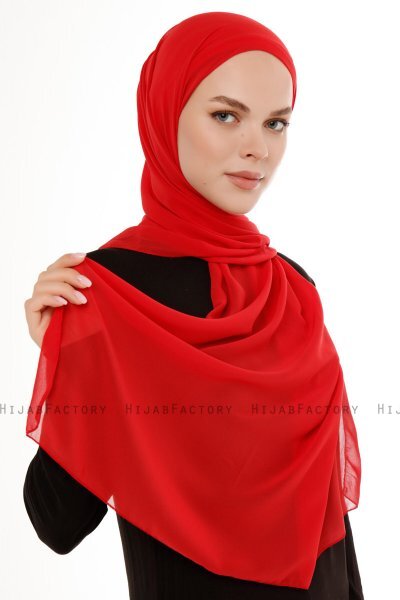 Derya - Hijab Pratique Chiffon Rouge