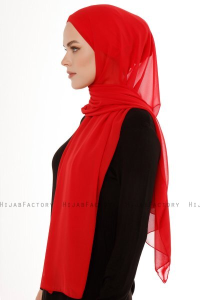 Derya - Hijab Pratique Chiffon Rouge