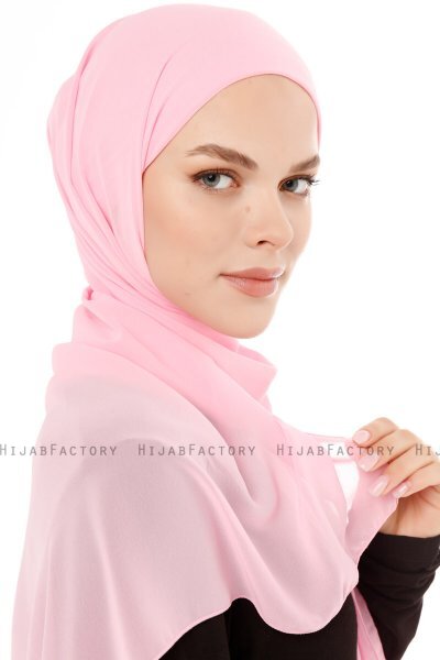 Derya - Hijab Pratique Chiffon Rose