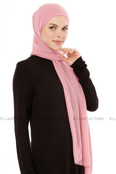 Derya - Hijab Pratique Chiffon Rose Foncé