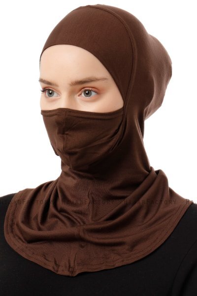 Damla - Bonnet Masque Ninja Hijab Marron