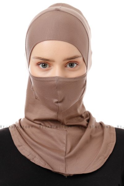 Damla - Bonnet Masque Ninja Hijab Taupe Foncé