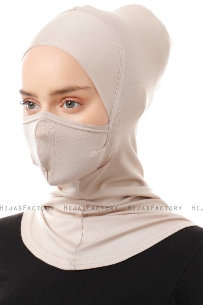 Damla - Bonnet Masque Ninja Hijab Taupe Clair