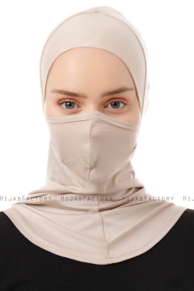 Damla - Bonnet Masque Ninja Hijab Taupe Clair