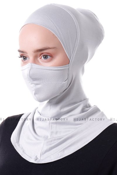 Damla - Bonnet Masque Ninja Hijab Gris Clair