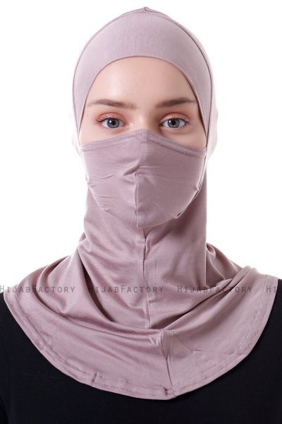 Damla - Bonnet Masque Ninja Hijab Gris Pierre