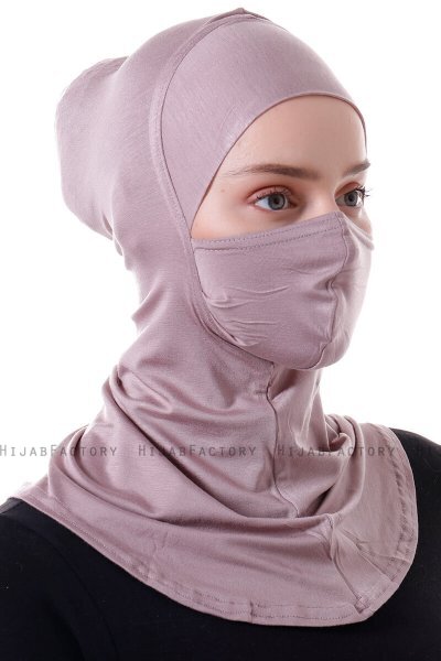 Damla - Bonnet Masque Ninja Hijab Gris Pierre