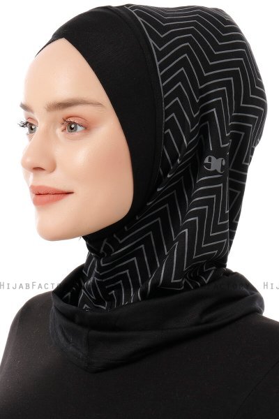 Silva Cross - Hijab Al Amira One-Piece Noir & Gris Clair