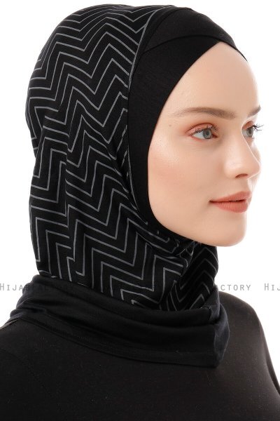 Silva Cross - Hijab Al Amira One-Piece Noir & Gris Clair
