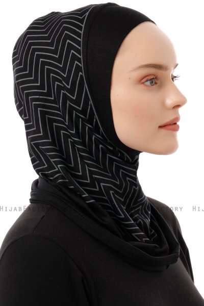 Silva Plain - Hijab Al Amira One-Piece Noir & Gris Clair