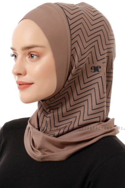 Silva Plain - Hijab Al Amira One-Piece Taupe Foncé
