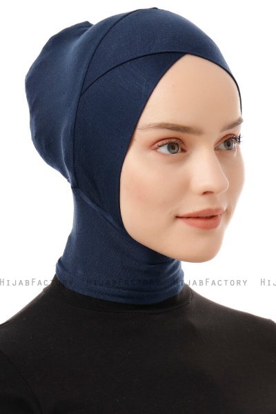 Elnara - Bonnet Cross Hijab Bleu Marin