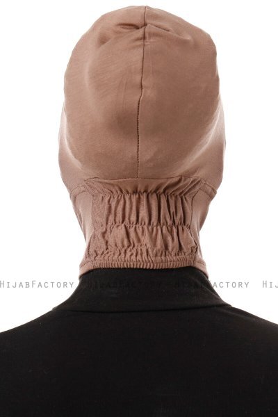 Elnara - Bonnet Cross Hijab Taupe Foncé