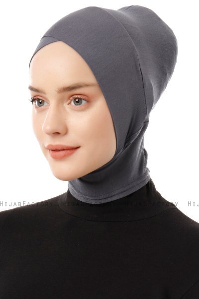 Elnara - Bonnet Cross Hijab Gris Foncé