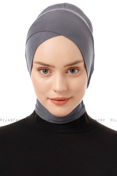 Elnara - Bonnet Cross Hijab Gris Foncé